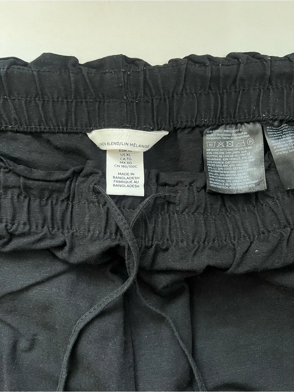 H&M Black Wide-Leg Linen Pants